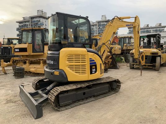 کاماتسو PC55MR-2 حفاری استفاده شده ژاپن اندازه کوچک با چکش هیدرولیک