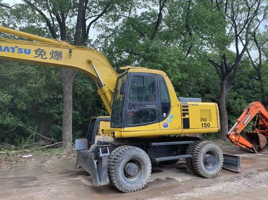 کمپکت ژاپن استفاده شده Komatsu Excavator PC150W-6 استفاده شده چرخ Excavator
