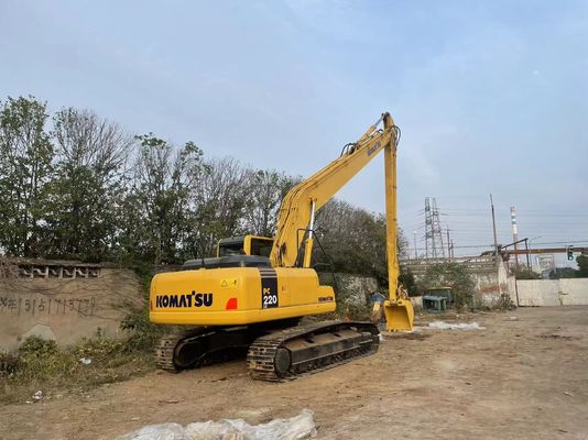 در اصل ژاپن استفاده شده Komatsu Excavator PC220-7 Crawler با بازوی 18 متری