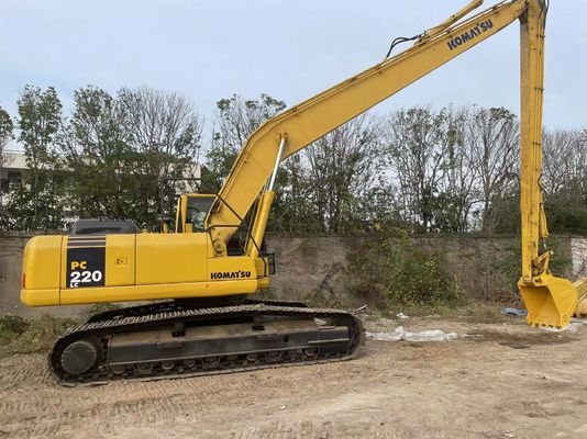 در اصل ژاپن استفاده شده Komatsu Excavator PC220-7 Crawler با بازوی 18 متری