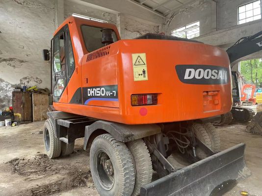 2012 سال استفاده شده چرخ دار مینی حفاری دوسان DH150W-7 حالت خوب